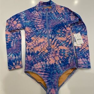 Crewcuts Blue and Pink Tie-Dye Kids one piece swimsuit